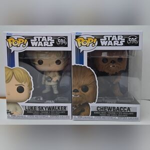Funko Pops Luke Skywalker And Chewbacca Lot Of 2